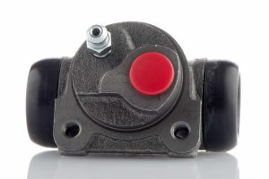 Car cylinder brake drum on white background.